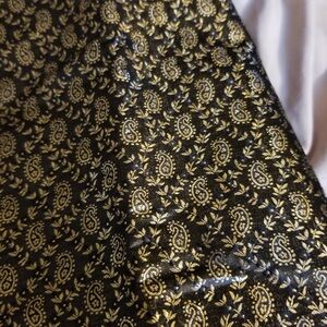 Black and Gold Paisley Fabric over 2 yards satin feel